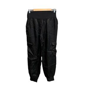 Cinq a Sept Black Giles Women's Satin Cargo Pants Size Large
